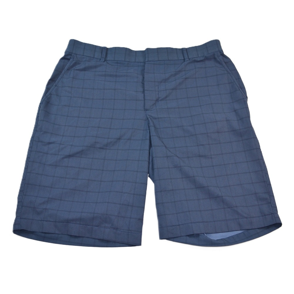 Nike Golf Dri-FIT Blue Plaid Performance Shorts Mens 36 Flat Front Checkered